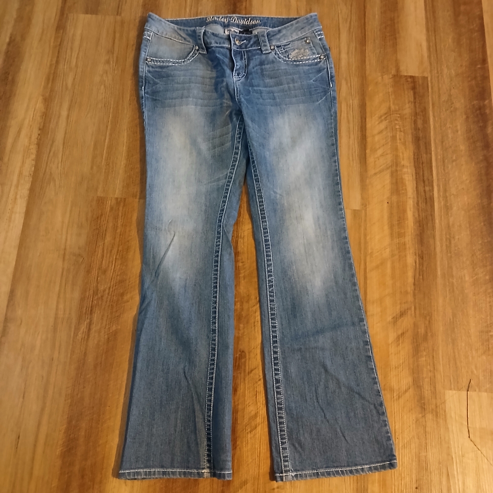 ⭐️SOLD⭐️  Harley-Davidson Blue Flare Wide Leg Jeans